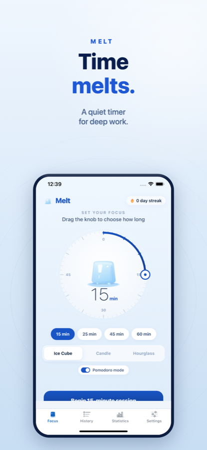Melt home screen with tactile dial