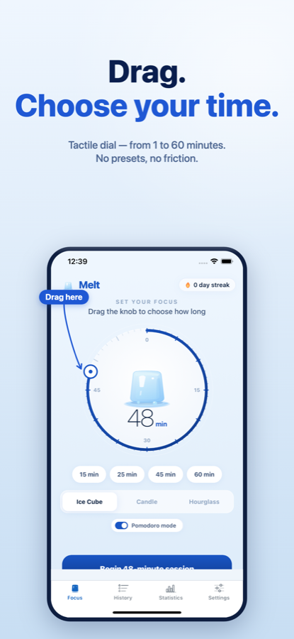Choosing duration on the dial